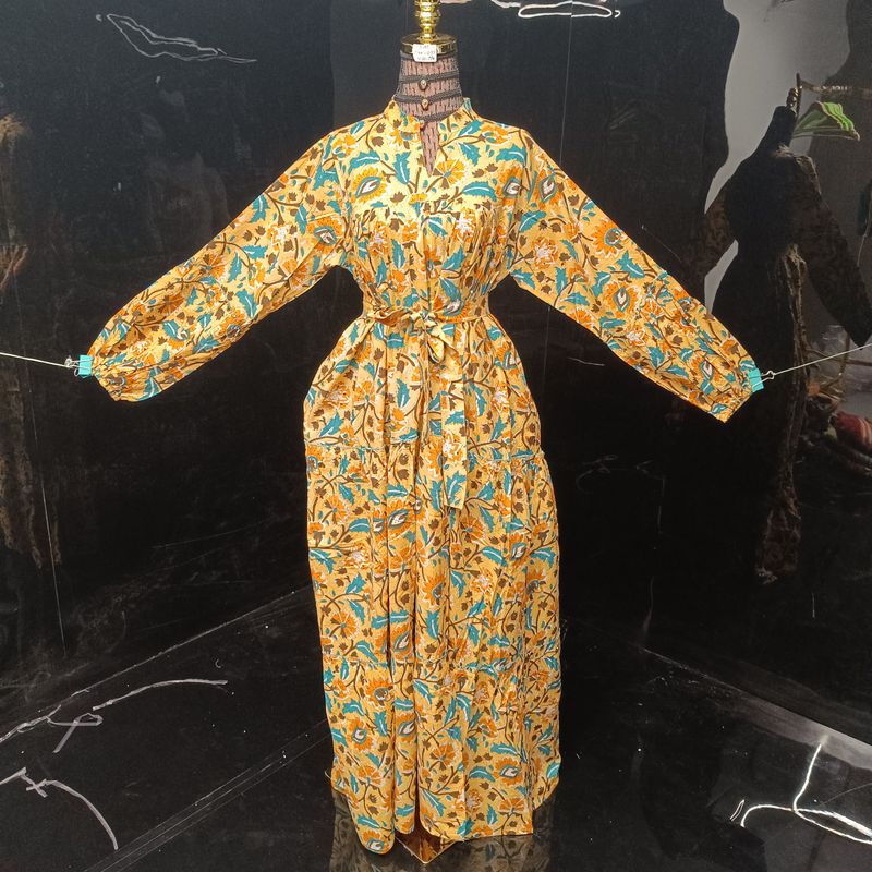 2XL-3XL Ziya Printed Cotton Dress 57'' Long Jalabiya