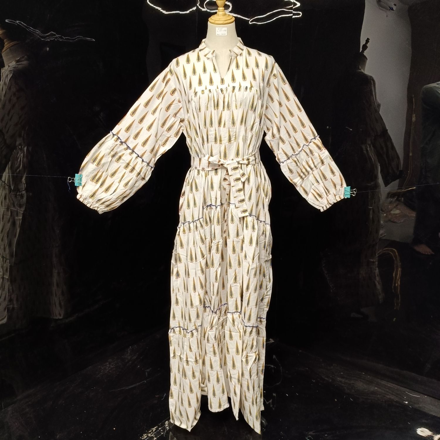 L-XL Ziya Printed Cotton Dress 57'' Long Jalabiya