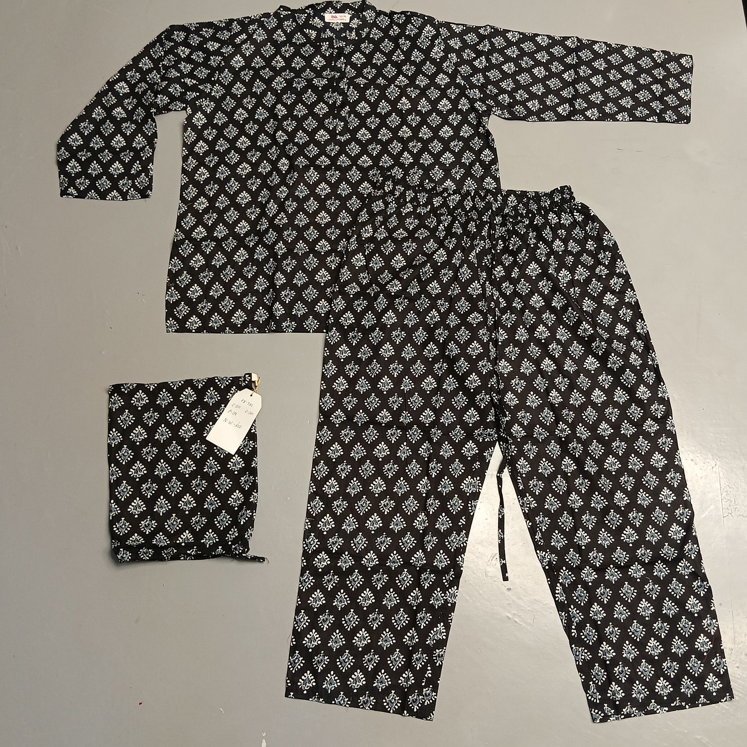 2XL-3XL Full Sleeves Stand Collar Neck Cotton Pajamas Set