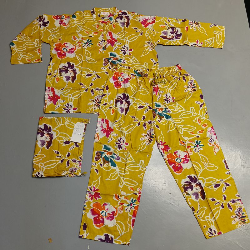 2XL-3XL Cotton Full Sleeves Pajamas Set