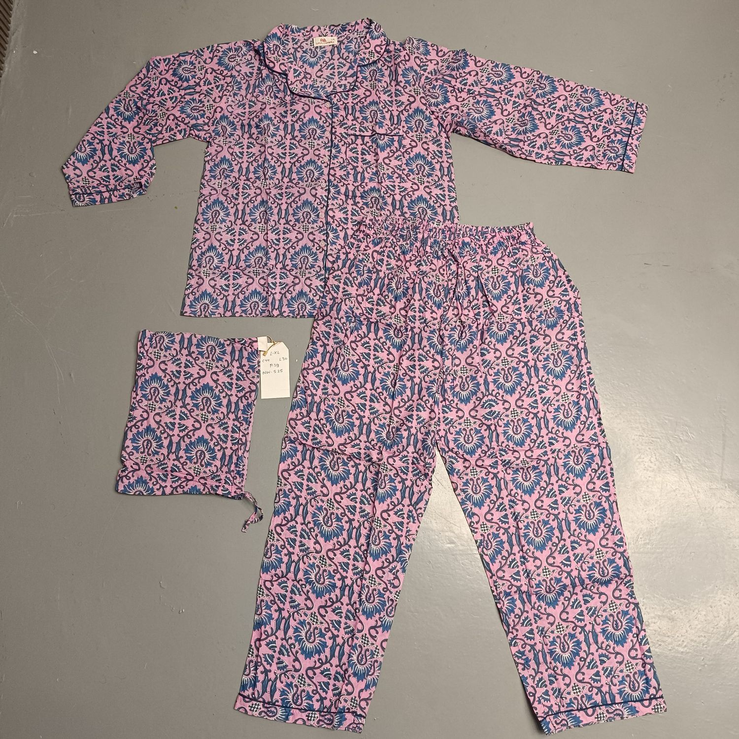 L/XL Cotton Pajamas Set full sleeves