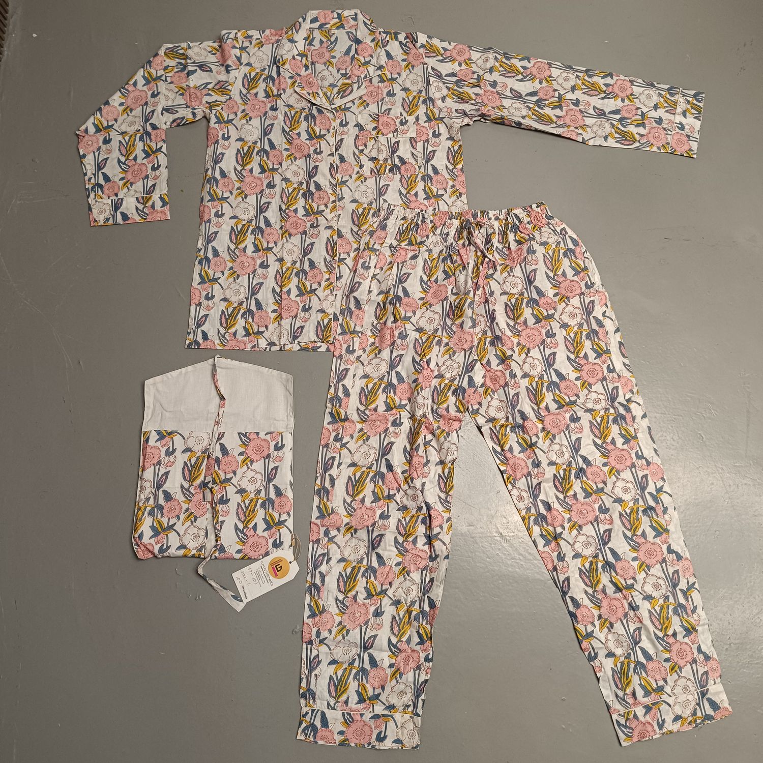 L/XL Cotton Pajamas Set full sleeves