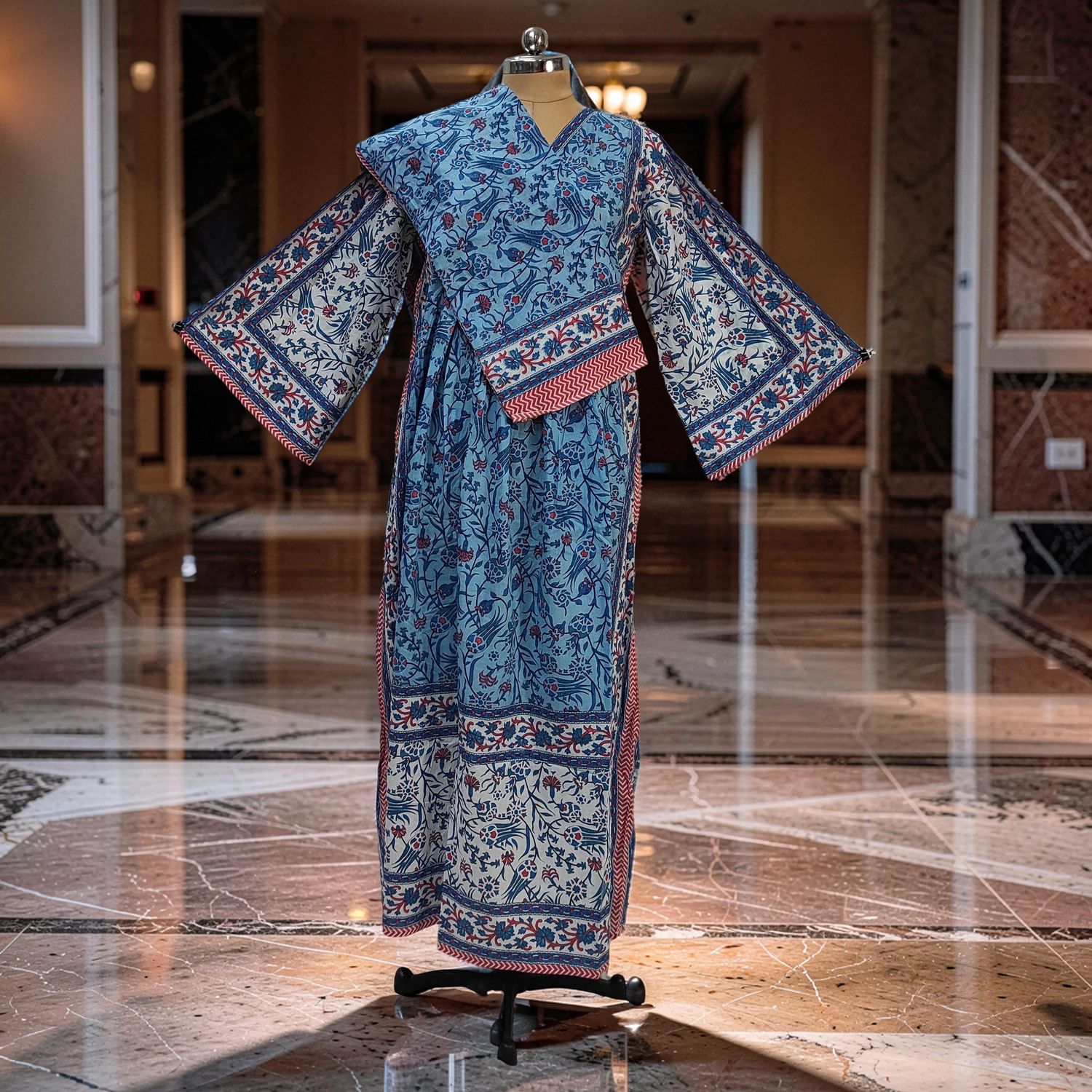 S-M Cotton Printed Amber Dress 57" Long Jalabiya With Sheila JP