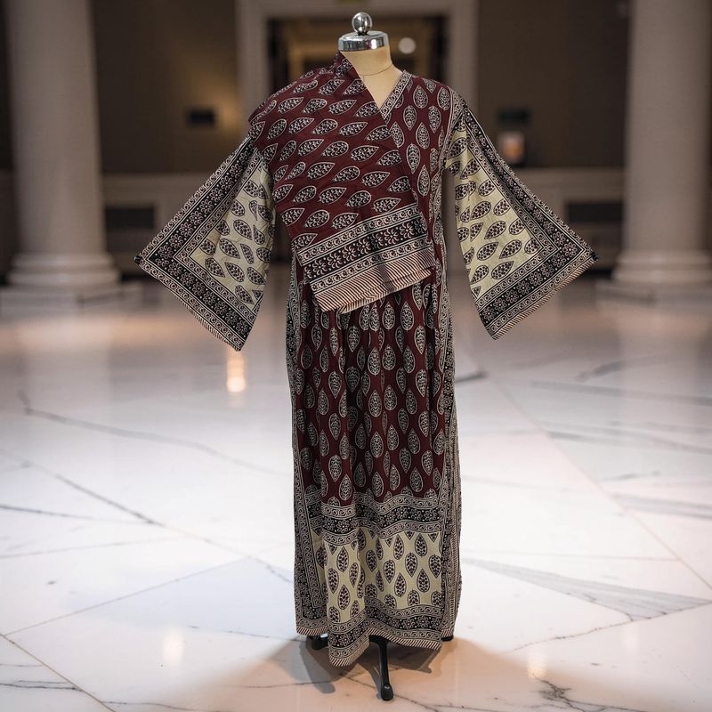 S-M Cotton Printed Amber Dress 57" Long Jalabiya With Sheila JP