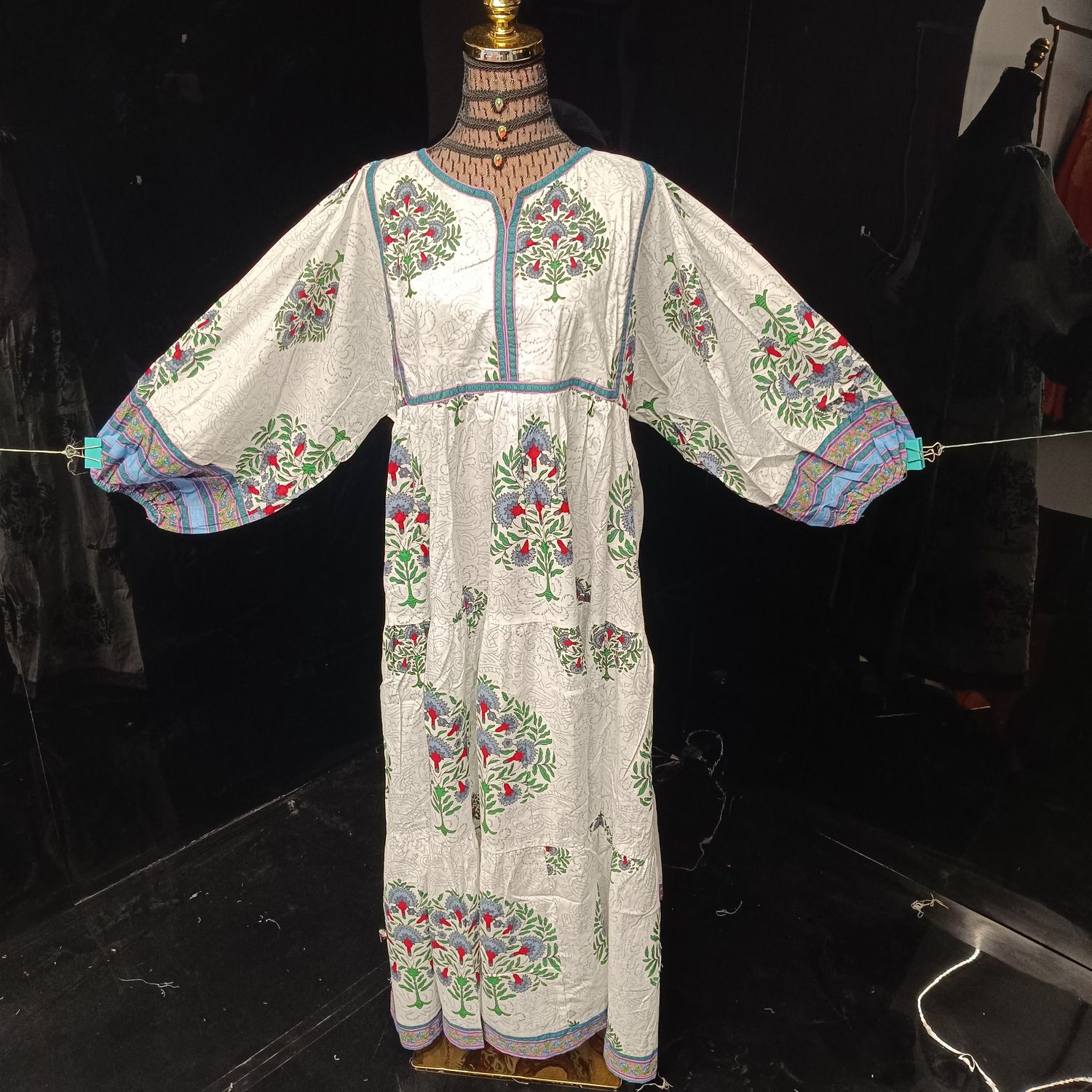 XS/S Faiqa Printed Cotton Dress 54" Long Jalabiya