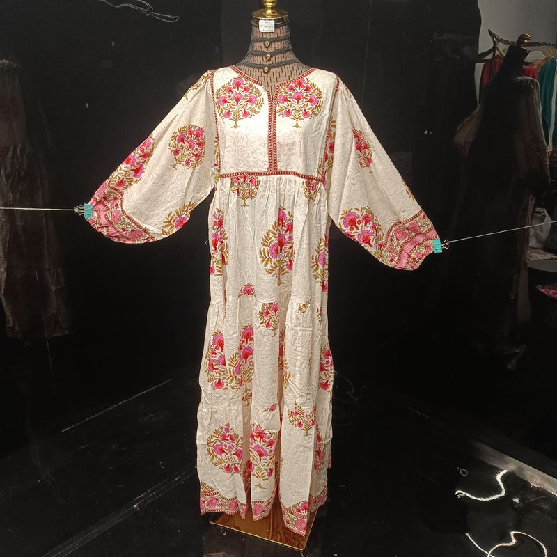 2XL-3XL Faiqa Printed Cotton Dress 57" Long Jalabiya