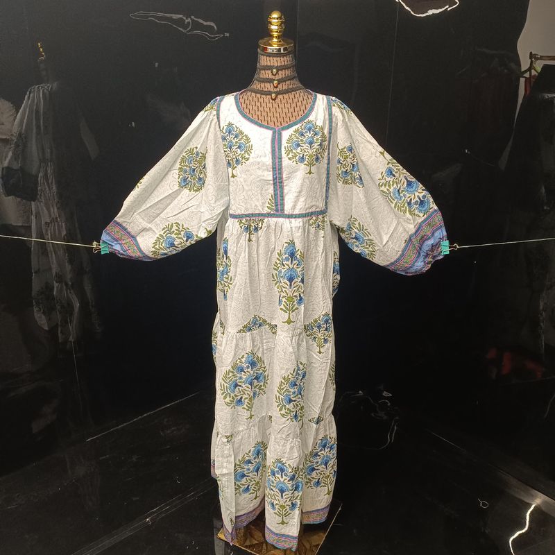 2XL-3XL Faiqa Printed Cotton Dress 57" Long Jalabiya