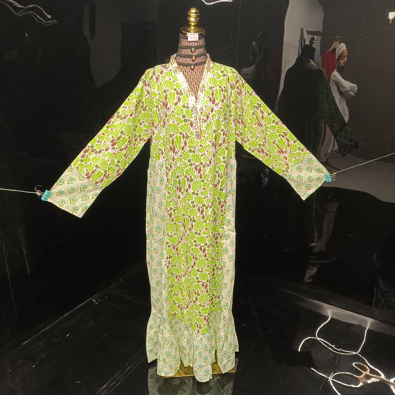 2XL/3XL Safa Cotton Dress 57" Long Jalabiya