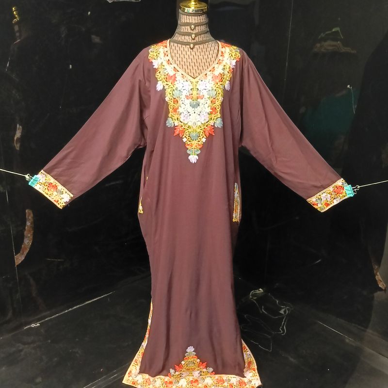 2XL-3XL Kashmiri Kaftan Cotton Dress 57" Long Jalabiya
