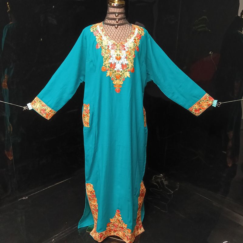 2XL-3XL Kashmiri Kaftan Cotton Dress 57" Long Jalabiya