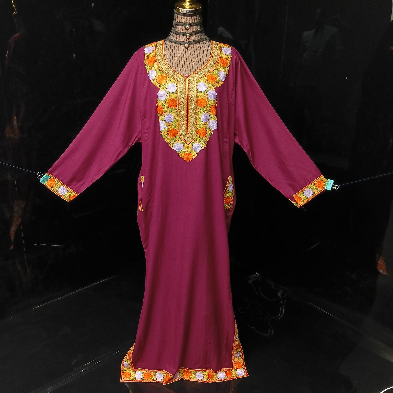 Free Size Kashmiri Kaftan Cotton Dress 57" Long Jalabiya