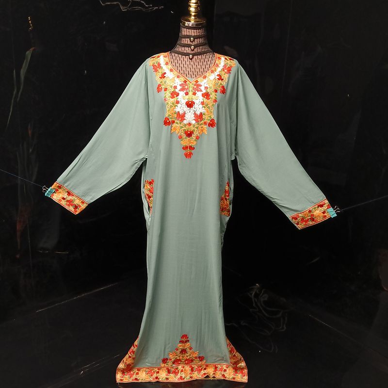 2XL-3XL Kashmiri Kaftan Cotton Dress 57" Long Jalabiya