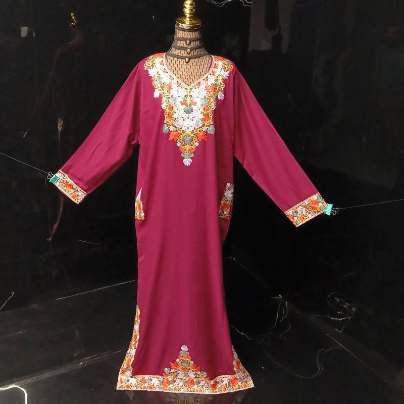 2XL-3XL Kashmiri Kaftan Cotton Dress 57" Long Jalabiya