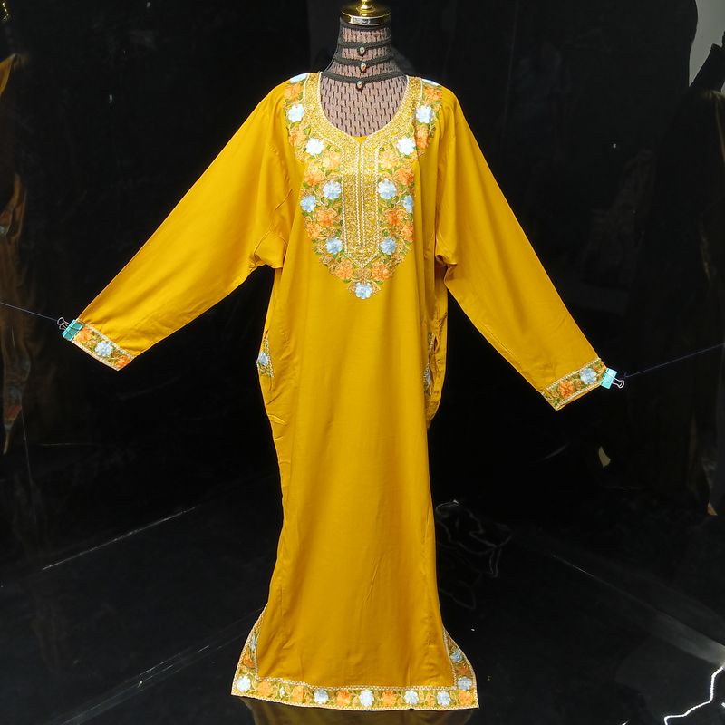 2XL-3XL Kashmiri Kaftan Cotton Dress 57" Long Jalabiya