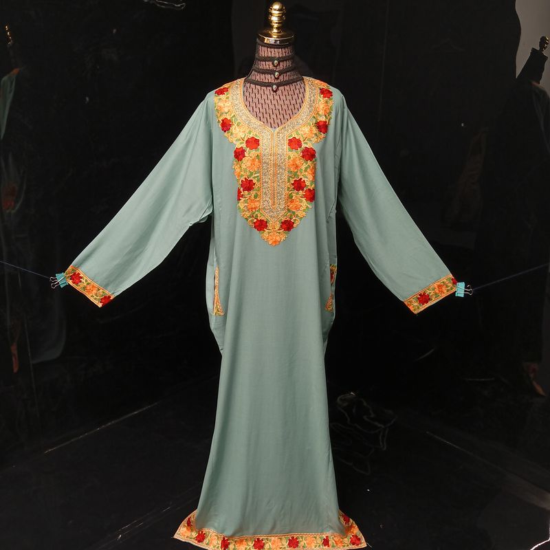2XL-3XL Kashmiri Kaftan Cotton Dress 57" Long Jalabiya