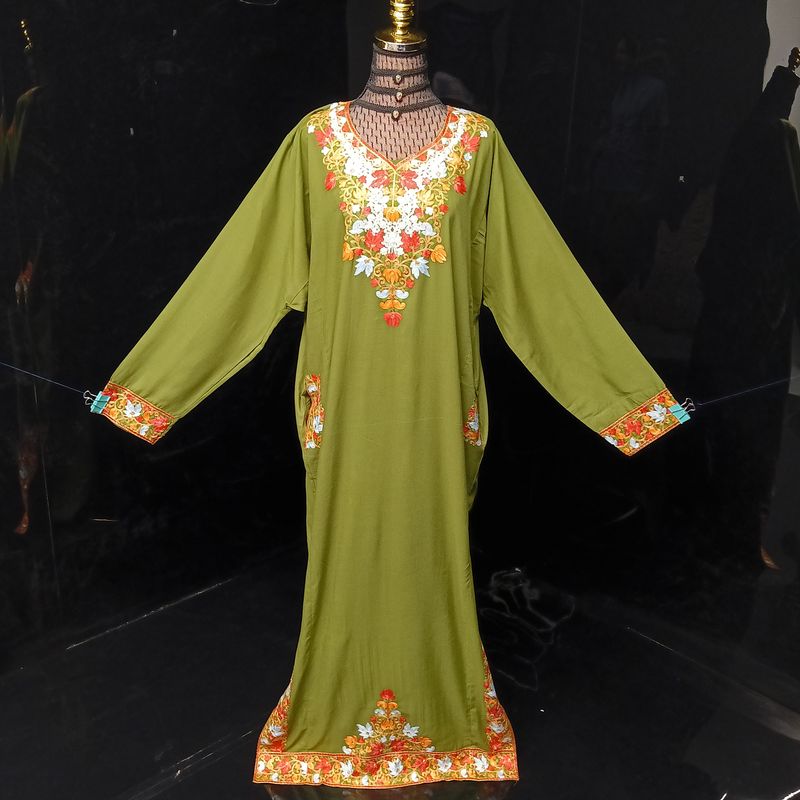 2XL-3XL Kashmiri Kaftan Cotton Dress 57" Long Jalabiya