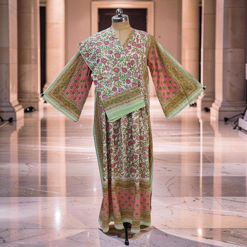 2XL-3XL Amber  Cotton Printed Dress 57" Long Jalabiya With Sheila JP