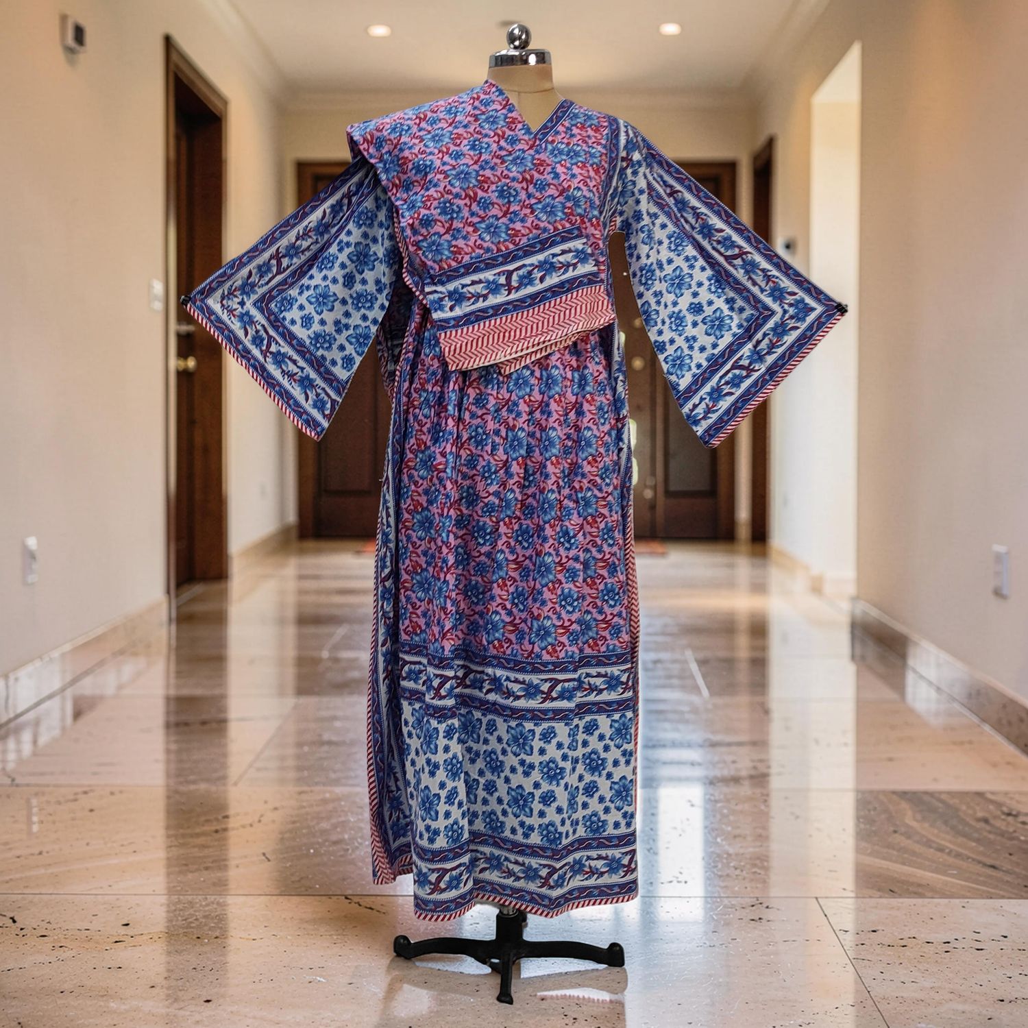 2XL-3XL Cotton Printed Amber Dress 57" Long Jalabiya With Sheila JP