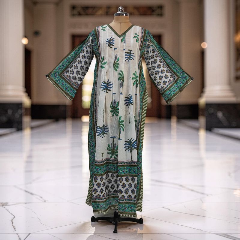 XS/S Amber Printed Cotton Dress 54" Long Jalabiya JP