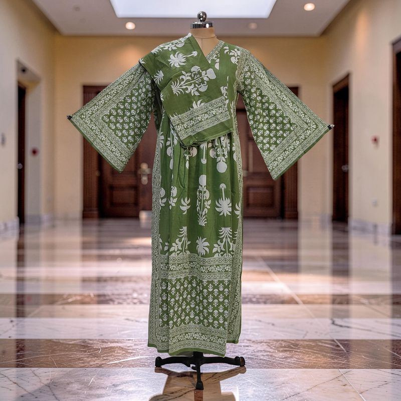 2XL-3XL  Cotton Printed Amber Dress 57" Long Jalabiya With Sheila JP