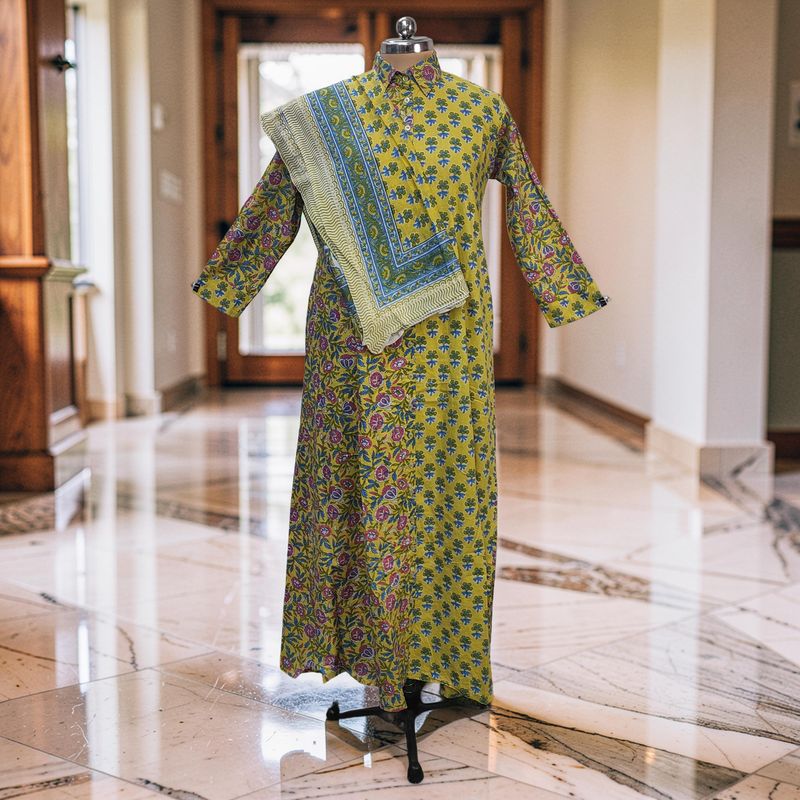 2XL-3XL Singapore Printed Cotton Dress 57" Long Jalabiya With Sheila JP