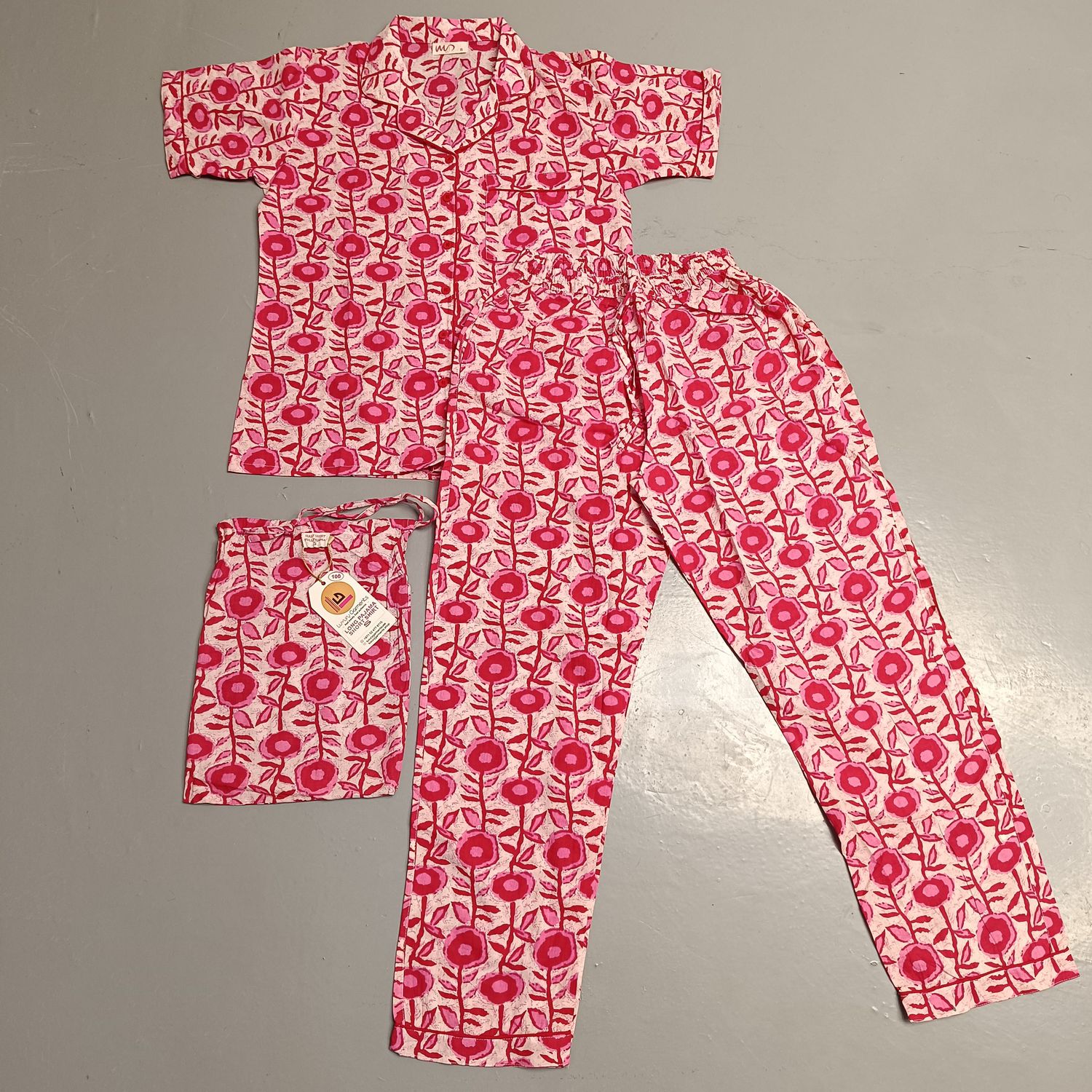 S Short Sleeves Cotton Pajama Set
