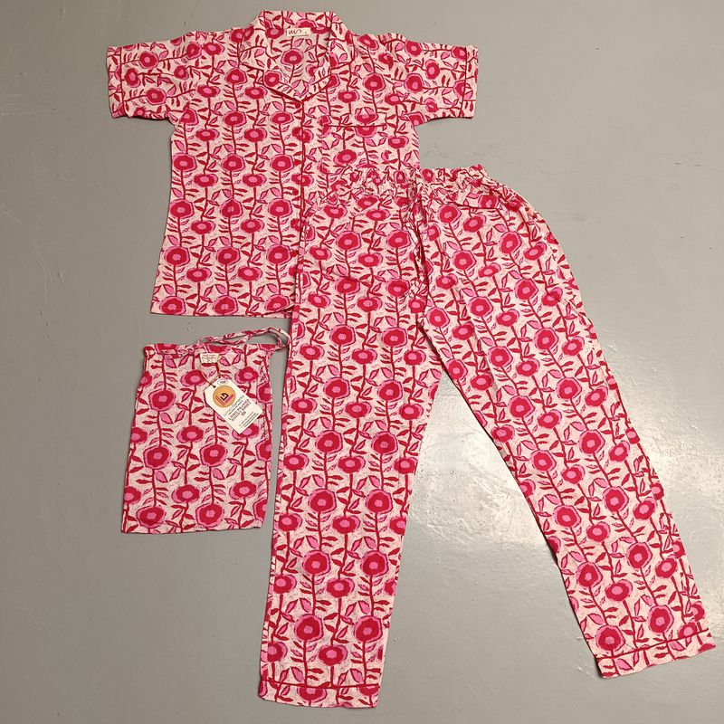 S Short Sleeves Cotton Pajama Set