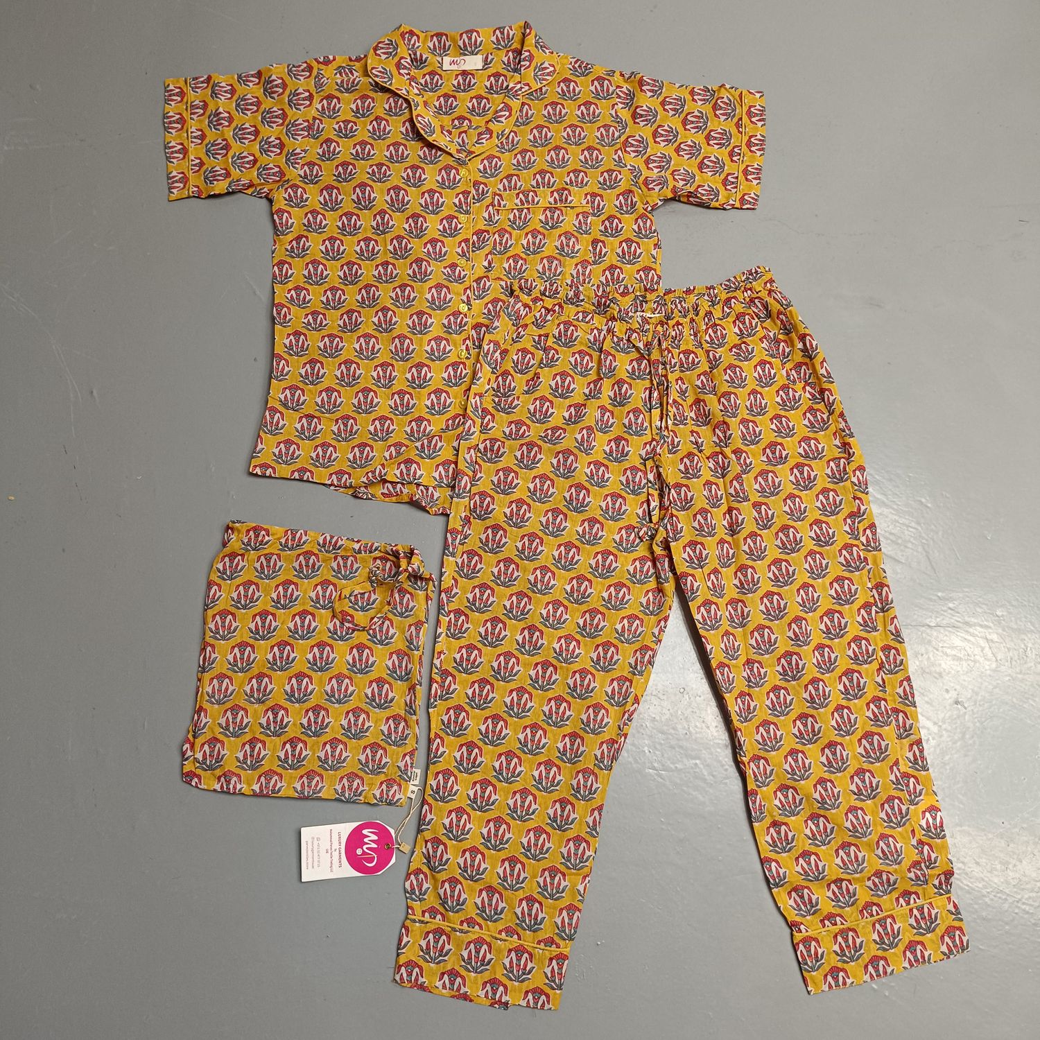 S Short Sleeves Cotton Pajama Set