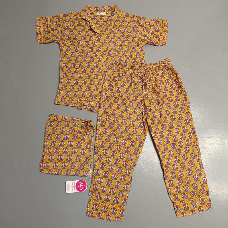 S Short Sleeves Cotton Pajama Set