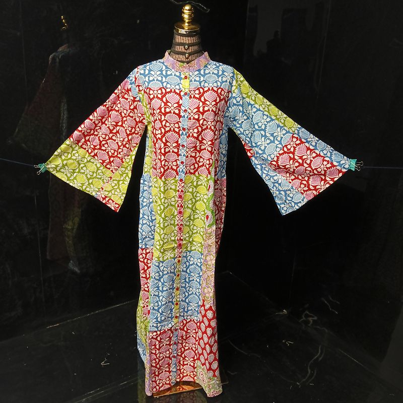 XS-S Darra Multi Printed Cotton Dress 54" Long Jalabiya