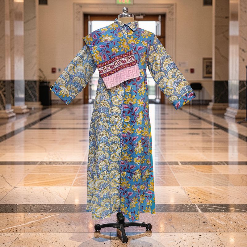 2XL-3XL Singapore Printed Cotton Dress 57" Long Jalabiya With Sheila JP