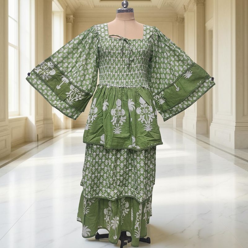 Xs/S Rahima Printed Cotton Dress 54" Long Jalabiya