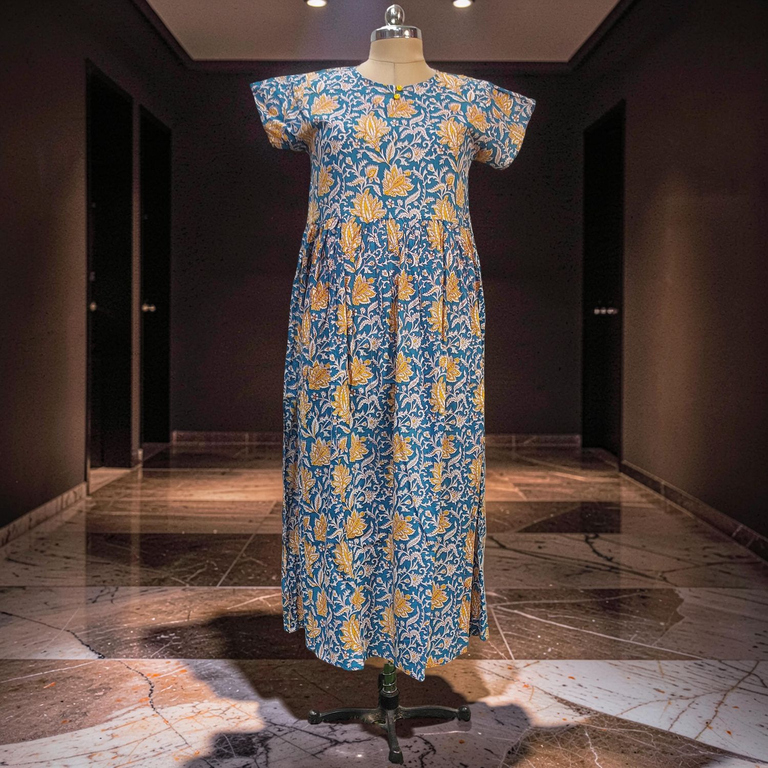 XS-S Cotton Printed Jacket &amp; Jalabiya Set length 54” Long JP