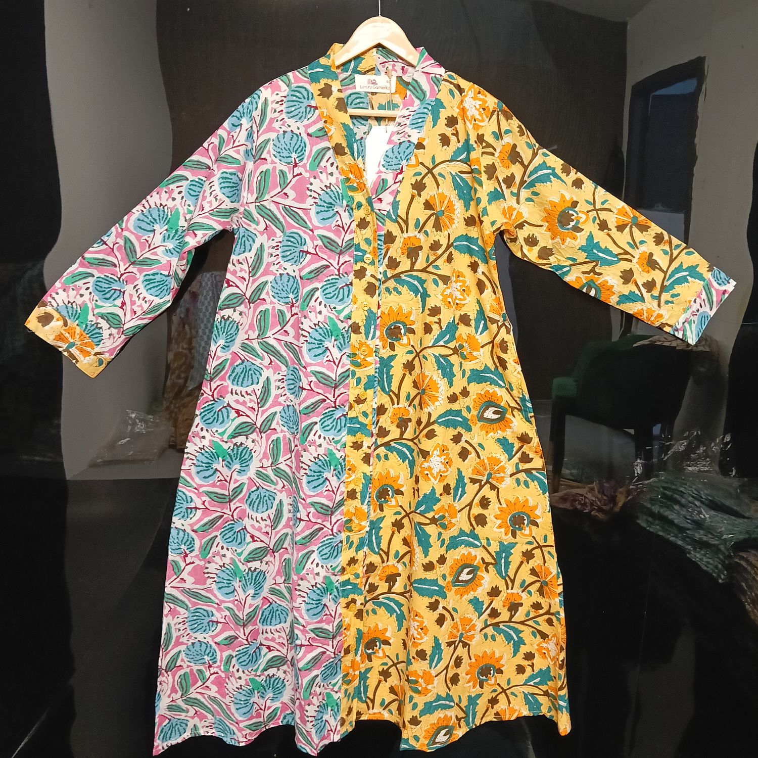 6-7 Year Ayana Printed Cotton Girls Dress 38'' Long Jalabiya