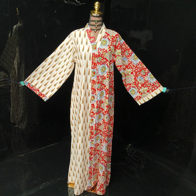 L-XL Ayana Printed Cotton Dress 57" Long Jalabiya