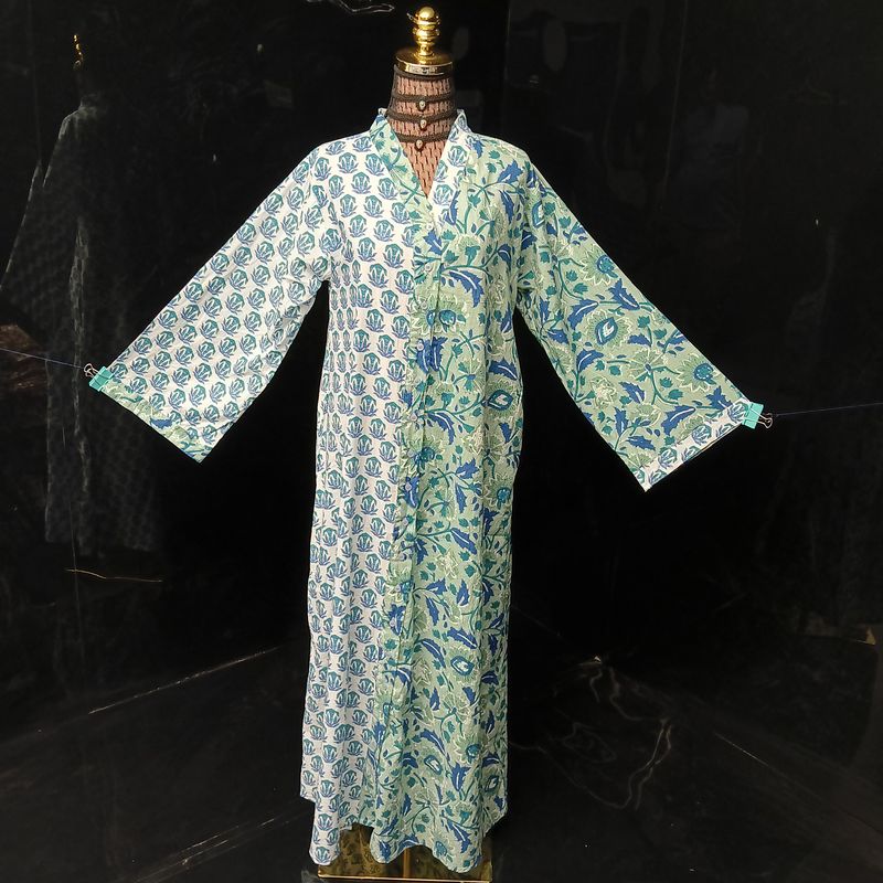 L-XL Ayana Printed Cotton Dress 57" Long Jalabiya