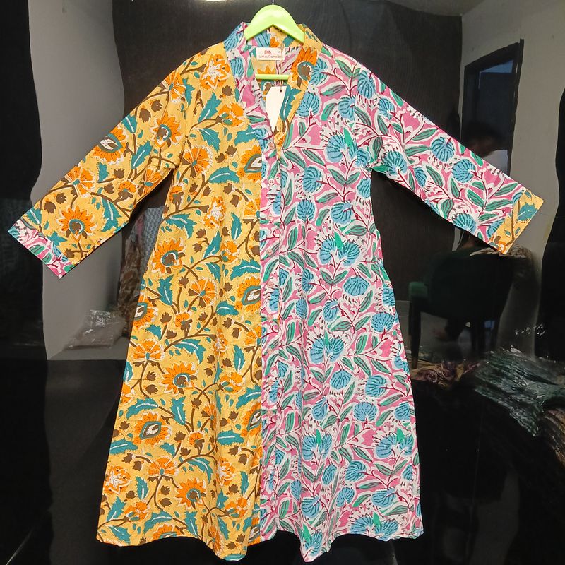 6-7 Year Ayana Printed Cotton Girls Dress 38'' Long Jalabiya