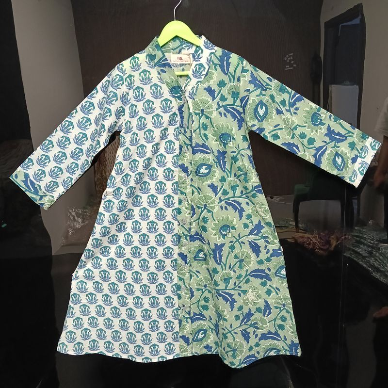 2-3 Year Ayana Printed Cotton Girls Dress 30'' Jalabiya