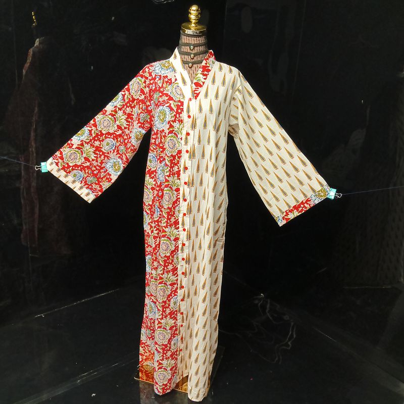 L-XL Ayana Printed Cotton Dress 57" Long Jalabiya