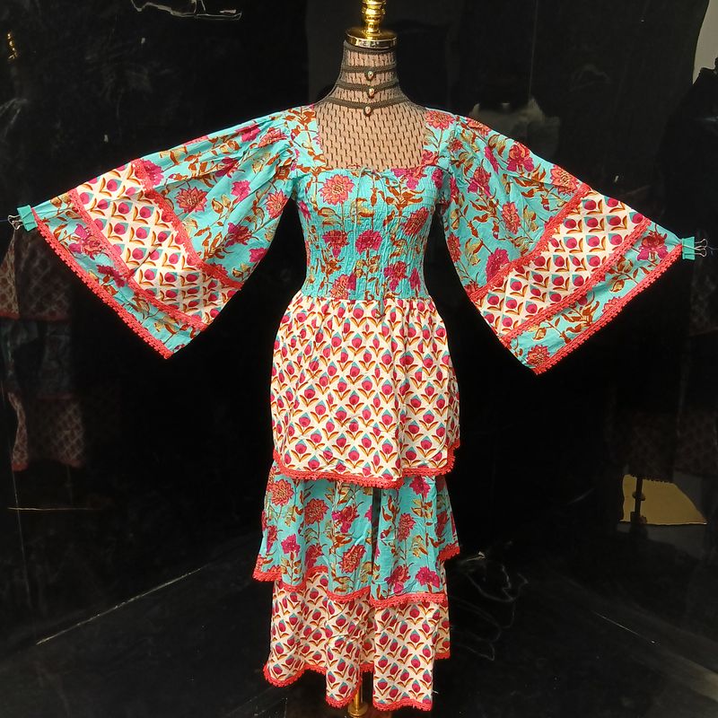 12-13 Year Rahima Printed Cotton Dress 50" Long Jalabiya