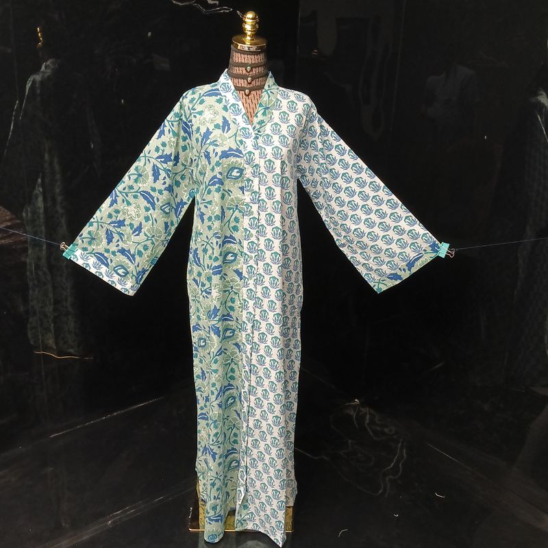 2XL-3XL Ayana Printed Cotton Dress 57" Long Jalabiya