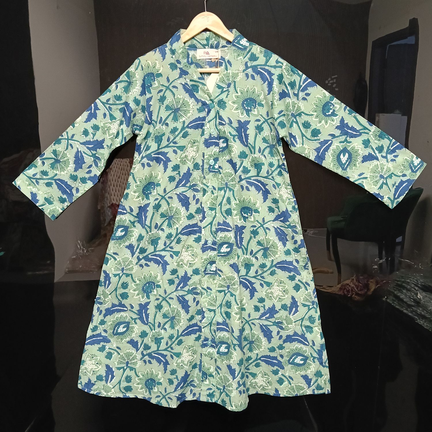 4-5 Year Ayana Printed Cotton Girls Dress 33'' Long Jalabiya