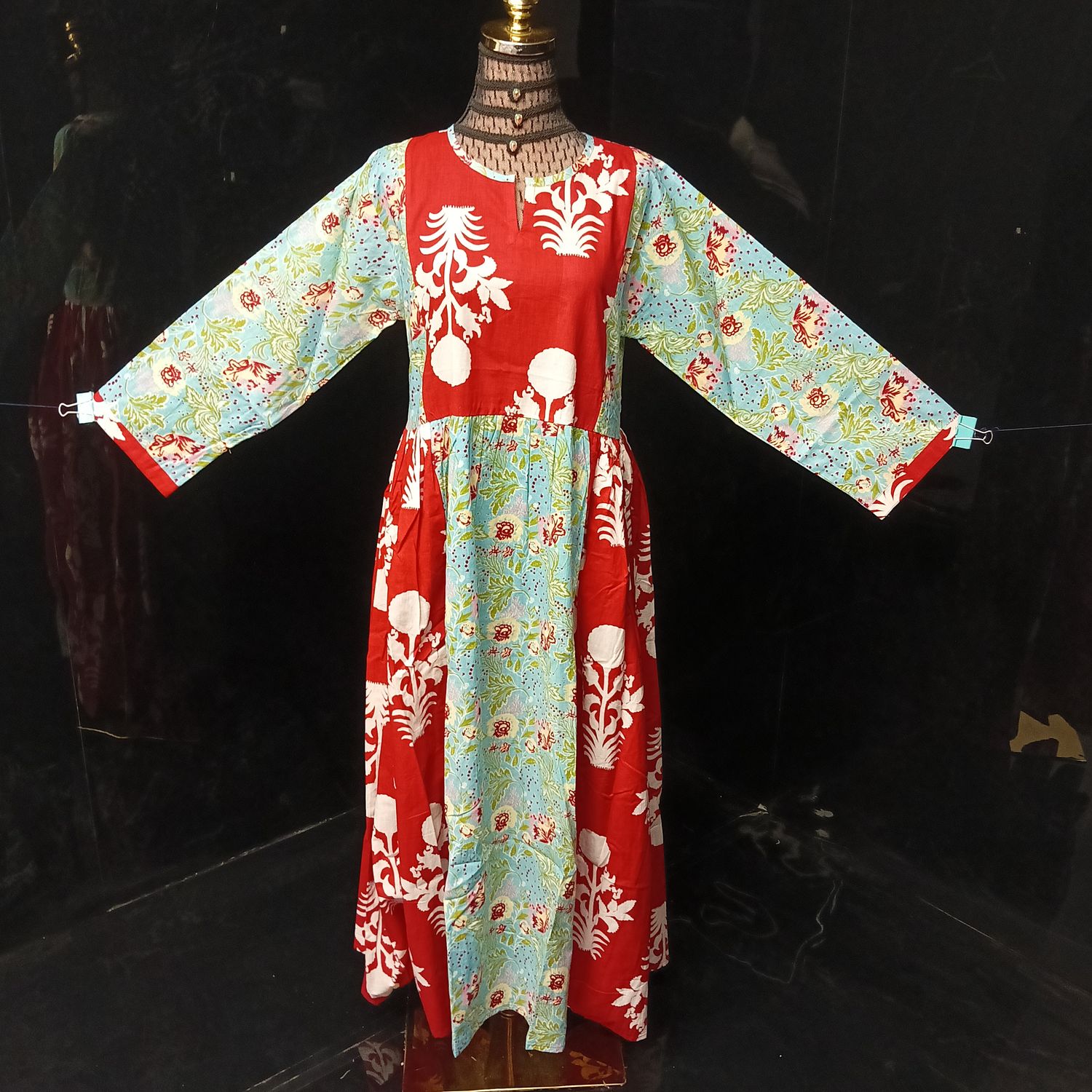 XS/S Heba Printed Cotton Dress 54" Long  Jalabiya