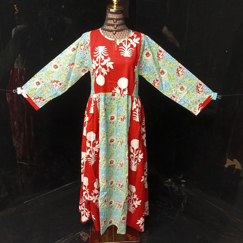 XS/S Heba Printed Cotton Dress 54" Long  Jalabiya