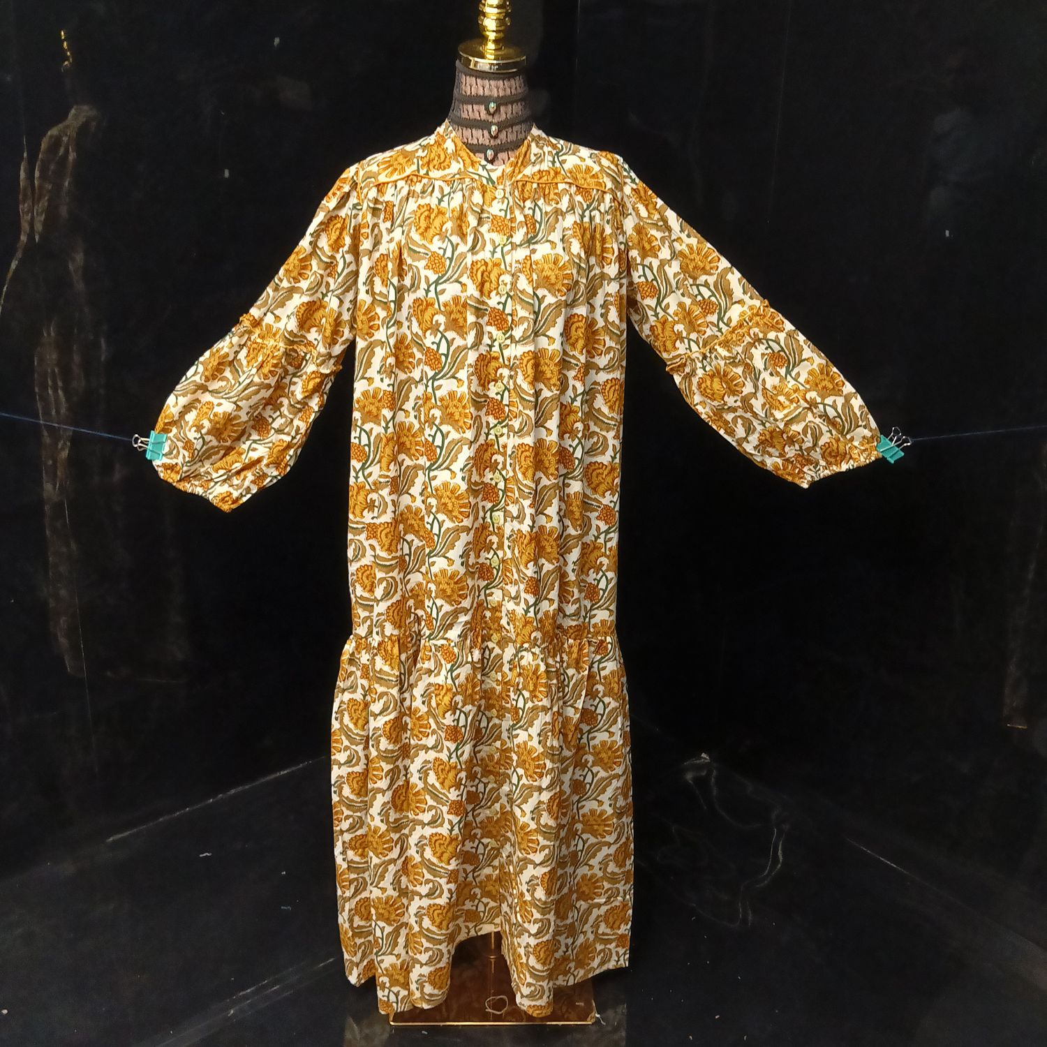 L-XL  Yazrin Printed Cotton Dress 57" Long Jalabiya