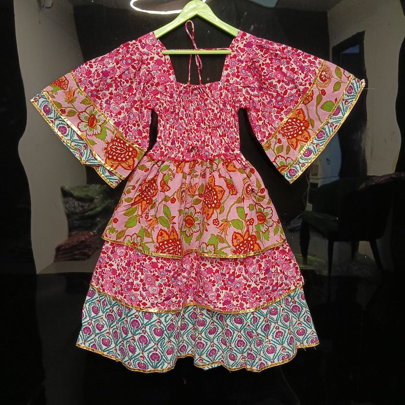 4-5 Year Rahima Printed Cotton Dress 34" Long Jalabiya