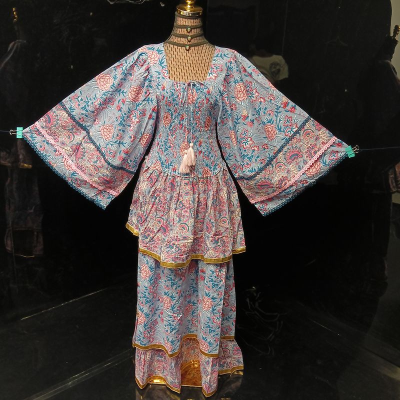 L/XL Rahima Printed Cotton Dress 57" Long Jalabiya