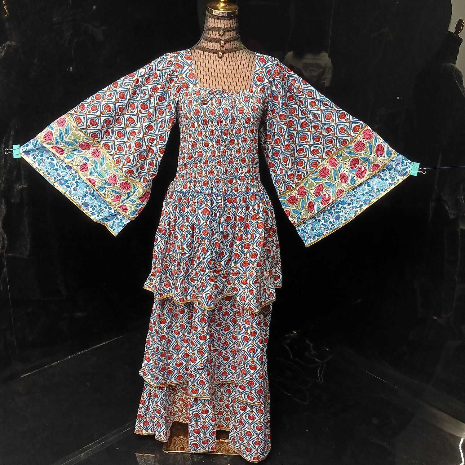 L/XL Rahima Printed Cotton Dress 57" Long Jalabiya