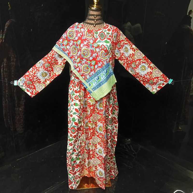 S-M Heba Printed Cotton Dress 57" Long Jalabiya With Sheila