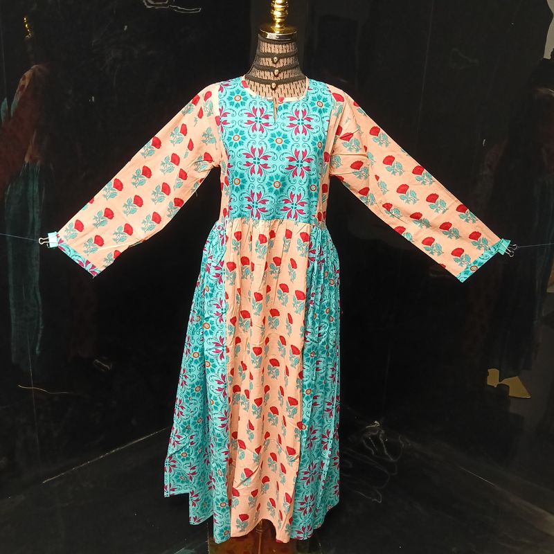 XS/S Heba Printed Cotton Dress 54" Long  Jalabiya